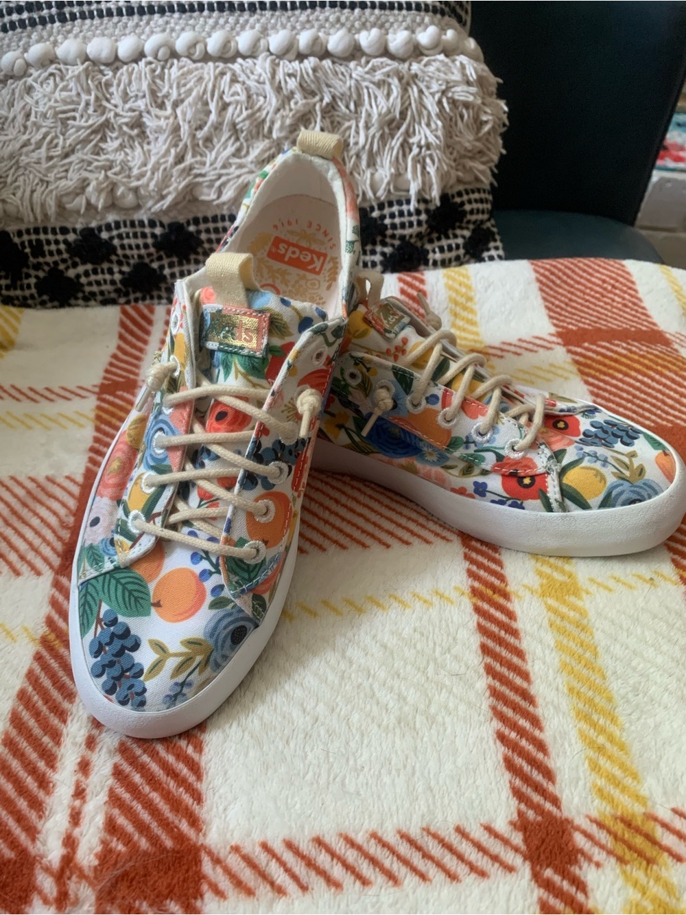Keds Rifle Paper Co. Multicolor Floral & Fruit Canvas Sneakers - Size: 5-1/2 Med